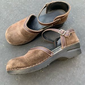 Dansko Madrigal Brown Suede Mary Jane Clogs